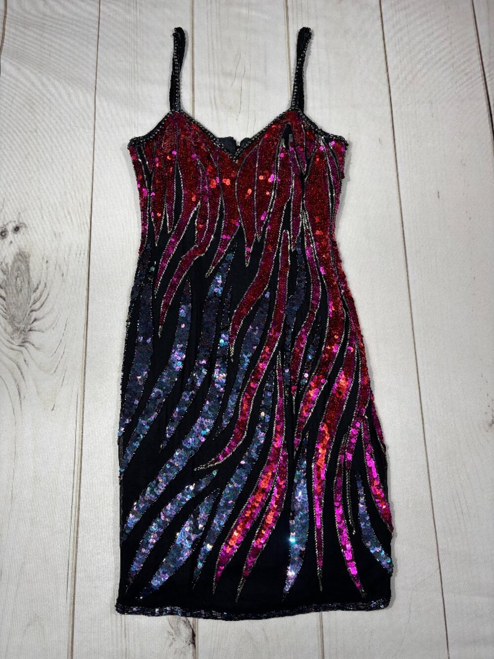 Vintage Alyce Designs Sequin Beaded Cocktail Dress Size 8 Ballroom Prom Pageant